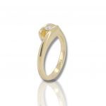 Golden single stone ring k18 with diamond (code P2590)